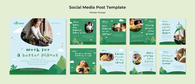 PSD climate change social media post template