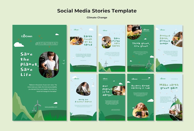 PSD climate change social media stories templates