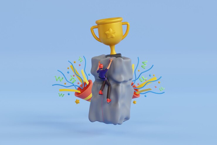 PSD чемпион по скалолазанию 3d иллюстрация