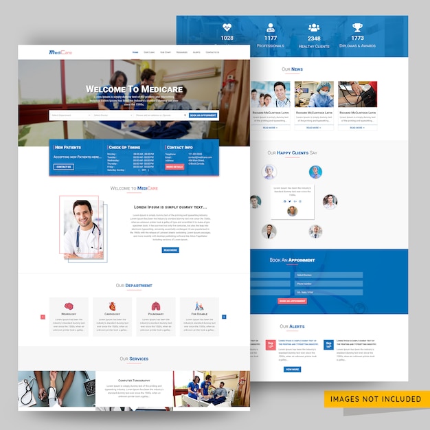 Clinic and healthcare landing page psd template