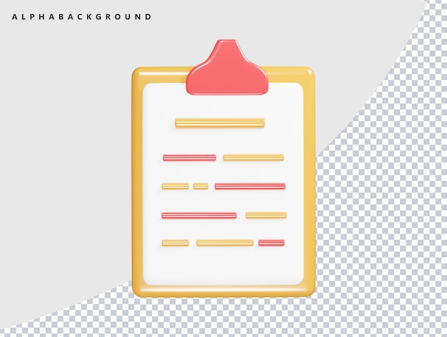 PSD clip board icon 3d render illustation