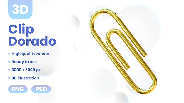 Clip dorado dorado 3d