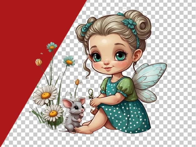 PSD clipart style of a young adorable fairy dress