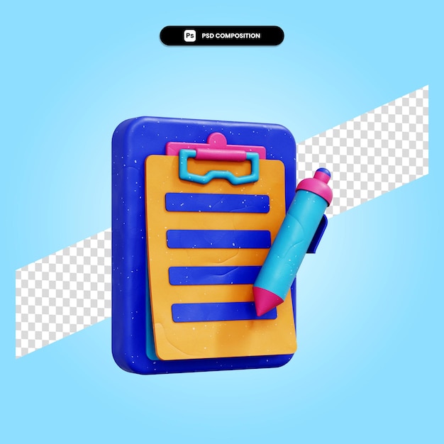 PSD clipboard 3d render illustration isolated