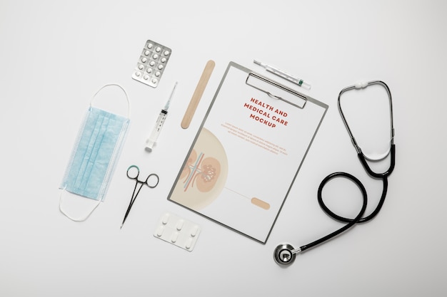 clipboard and injections arrangement above view