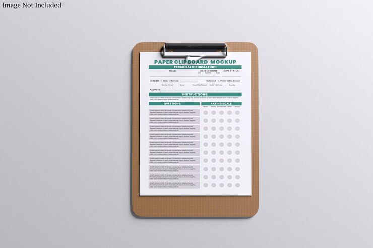 PSD clipboard menu mockup