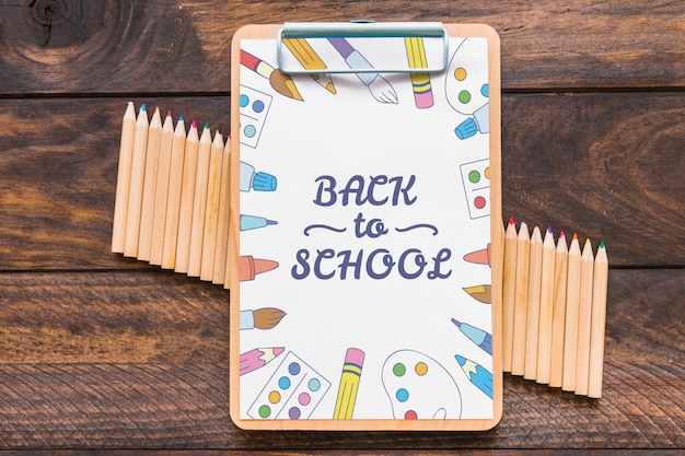 Clipboard mockup with back to school concept