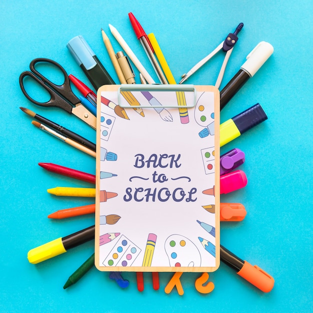 PSD clipboard mockup with back to school concept