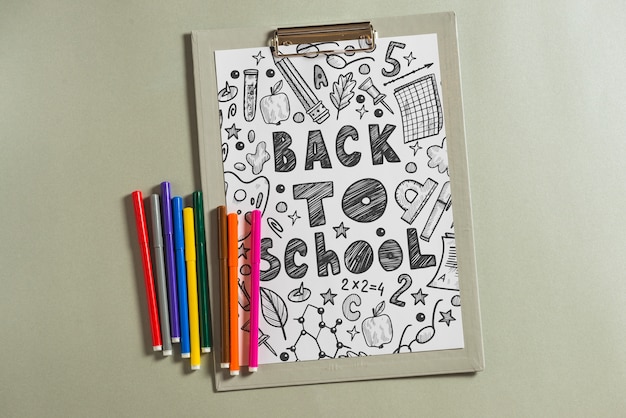 Clipboard mockup with back to school concept