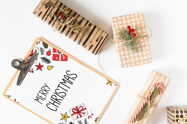 Clipboard mockup with christmas composition