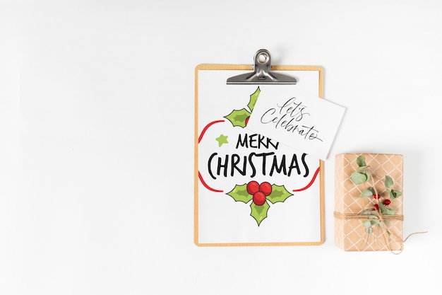 PSD mockup di appunti con composizione di natale