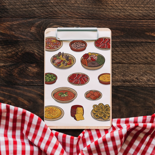 PSD mockup di appunti con il concetto di cibo