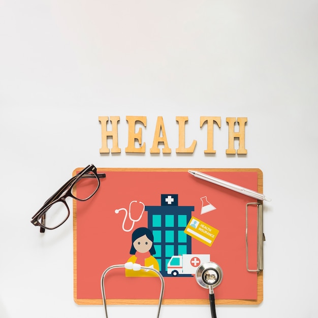 clipboard mockup with health concept