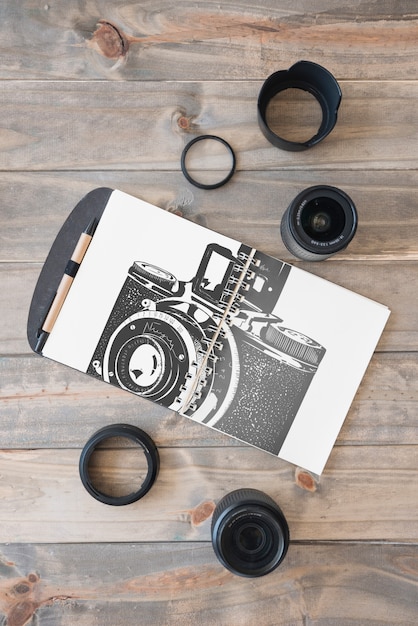 PSD clipboard mockup with photography concept