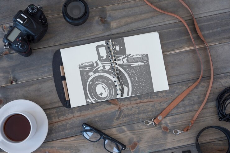 PSD clipboard mockup with photography concept