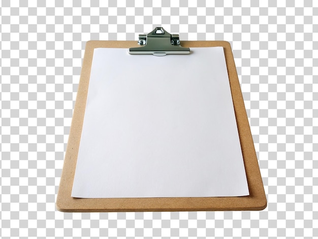 Clipboard with blank paper sheet isolated on transparent background