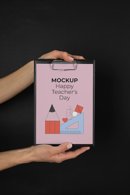 Clipboard with female teacher for teachers day celebration