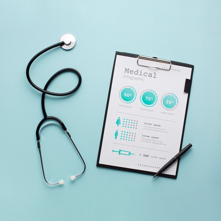 PSD clipboard with stethoscope
