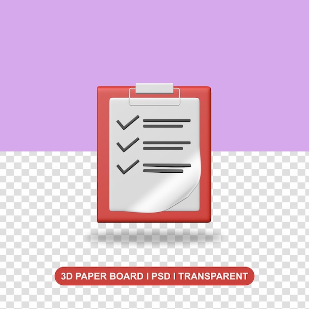 PSD a clipboard with the text 3d paper on it