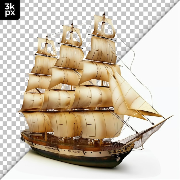 PSD clipper ship isolated on transparent background