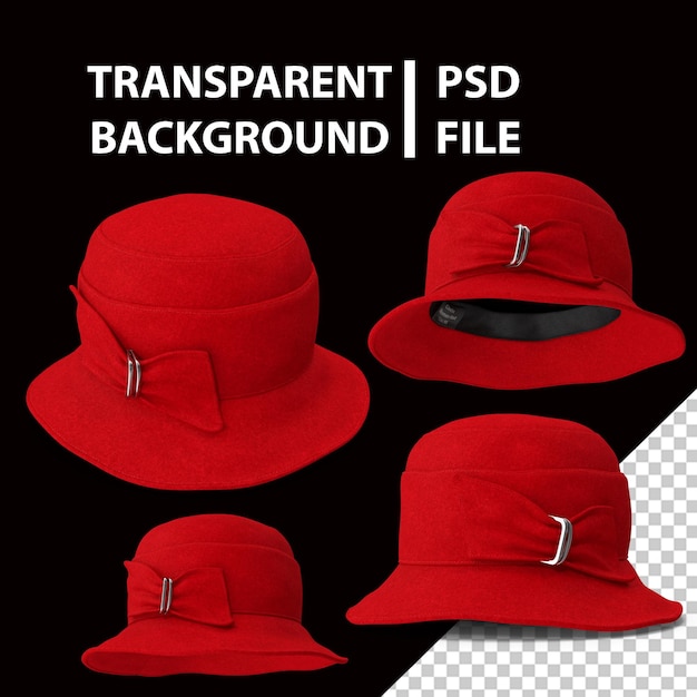 PSD cloche donna cappello rosso png