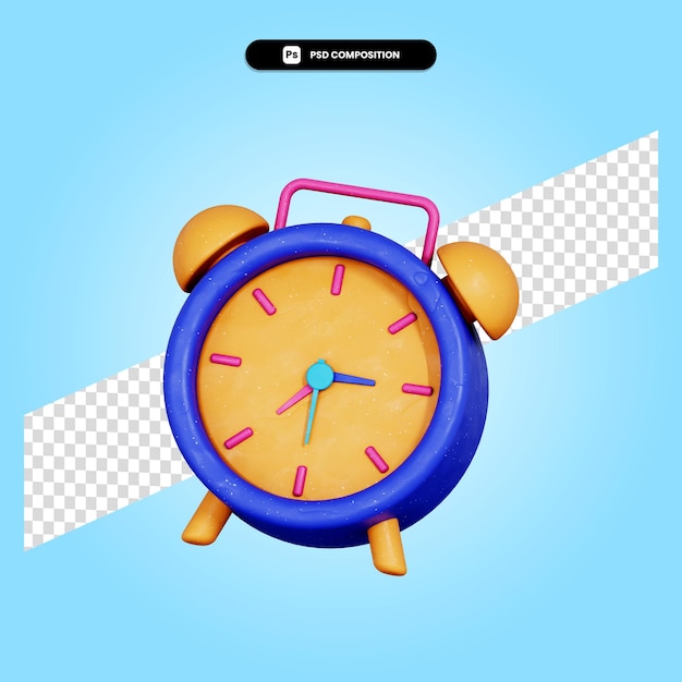 Clock 3d render illustration isolated