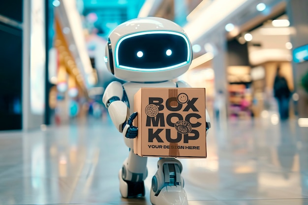 clock and collect delivery mock-up with robot handling boxes