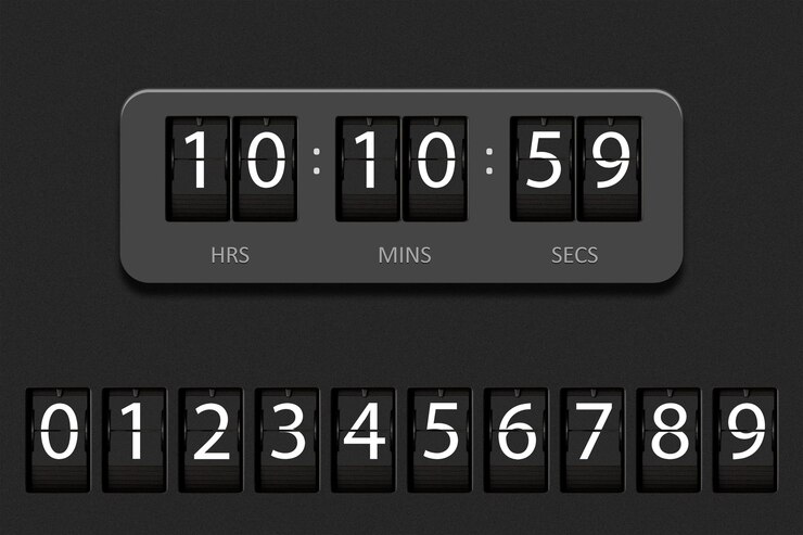 PSD clock countdown display set numbers flip watch analog black scoreboard digital timer