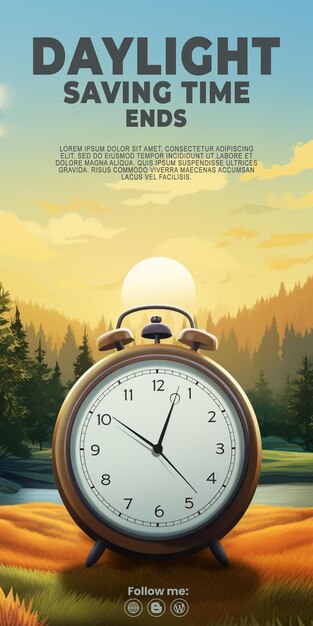 PSD clock depicts end of summer with the forest daylight saving time end ai generated