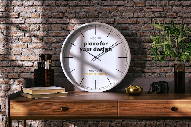 PSD clock on a desk mockup