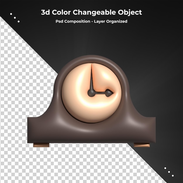 PSD icona dell'orologio semplice illustrazione di rendering 3d su sfondo trasparente