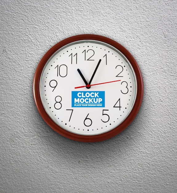 Clock mockup on wall for your logo