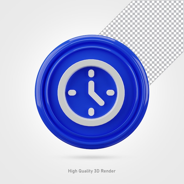 Clock social media icon 3d rendering transparent