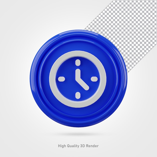 PSD clock social media icon 3d rendering transparent