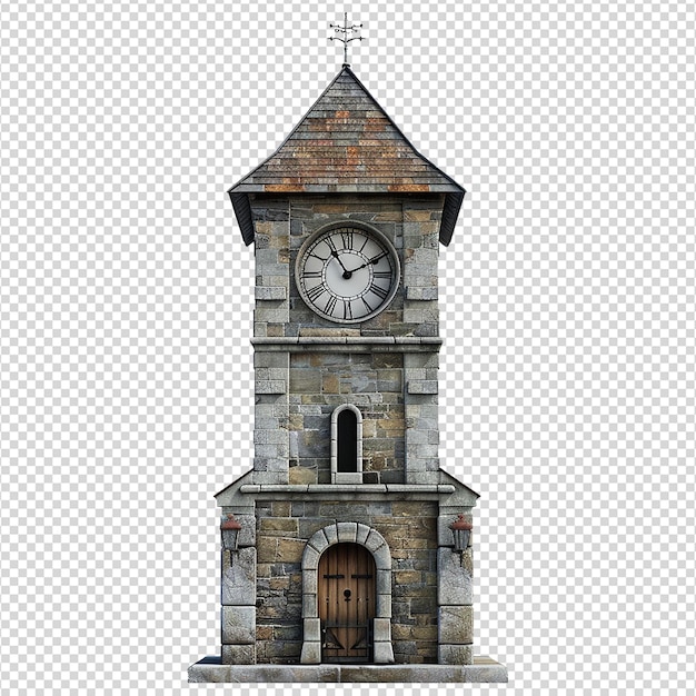 PSD clock tower isolated on transparent background