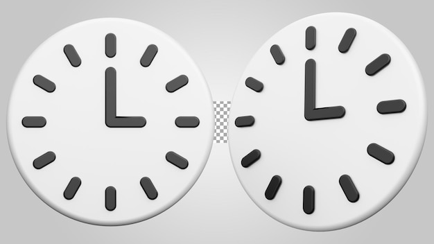 Clock on transparent background 3D Render
