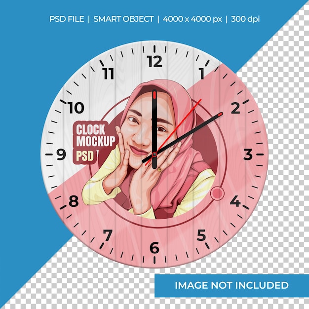 PSD clock wall mockup with texture