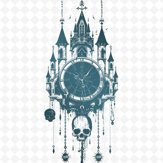 PSD a clock with a picture of a skull and the words quot the time quot on it