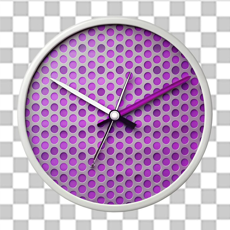 PSD clock with purple face and purple dots