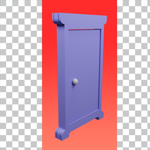 Close door cartoon 3d render isolated