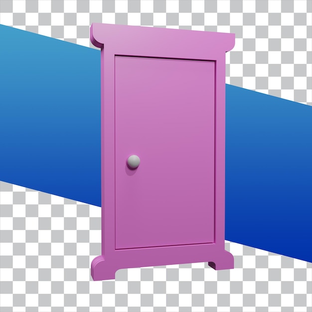 PSD close door cartoon 3d render isolated