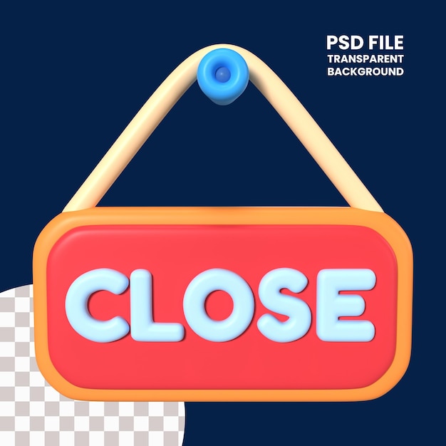 PSD close sign 3d illustration icon