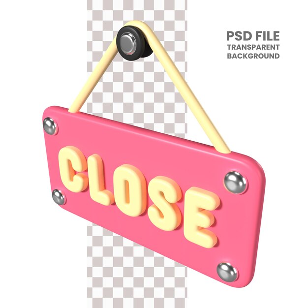 PSD close sign 3d illustration icon