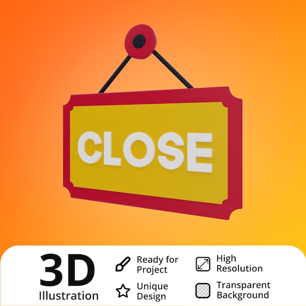 PSD close store 3d illustration