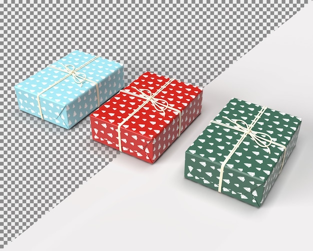 PSD close up on 3d render gift box for merry christmas