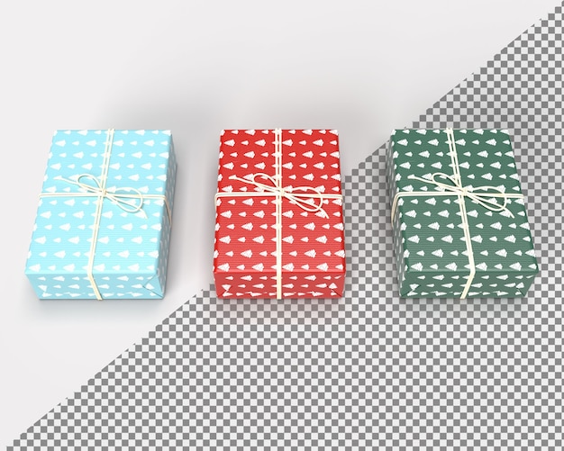 PSD close up on 3d render gift box for merry christmas