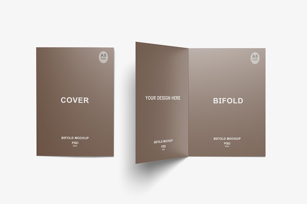 Primo piano su a5 bifold mockup isolato