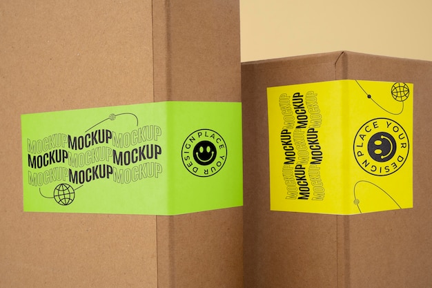 PSD close up on adhesive sealing label mockup