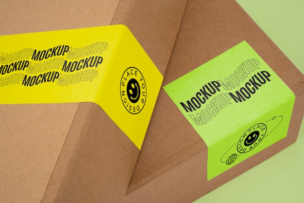 PSD close up on adhesive sealing label mockup