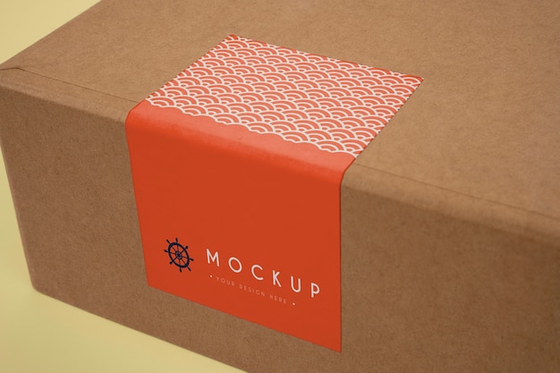 PSD close up on adhesive sealing label mockup